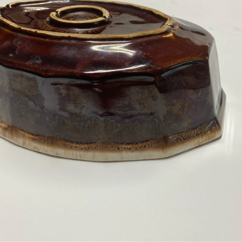 Vintage 1970’s McCoy Brown Drip Glaze Pottery Serving Bowl 10.5”X 7”X 2.5”